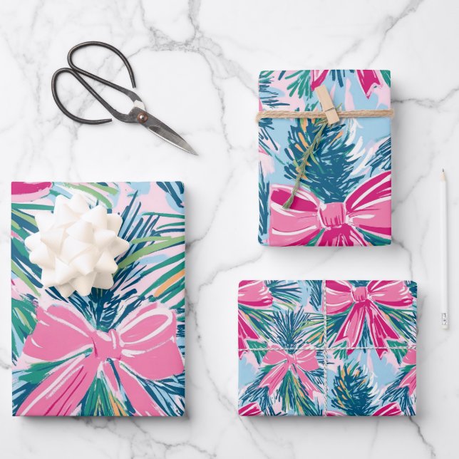 Funktionsbogen Rosa Weihnachtsbogen-Muster Geschenkpapier Set (Vorderseite)