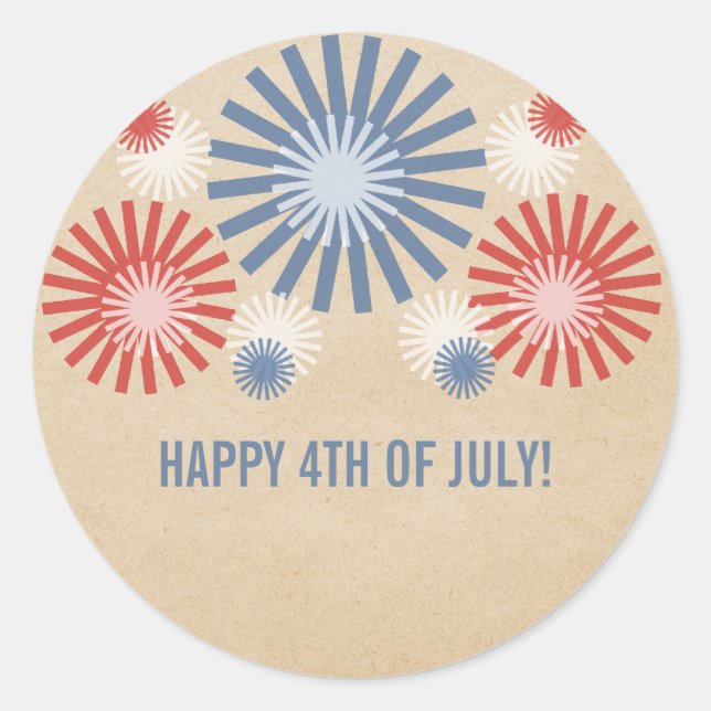 Funky 4. Juli Feuerwerk Stickers (Vorderseite)