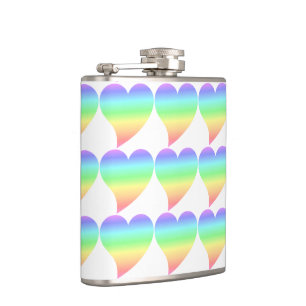 Funky 70er Retro Pastell Regenbogen-Herzen-Muste Flachmann