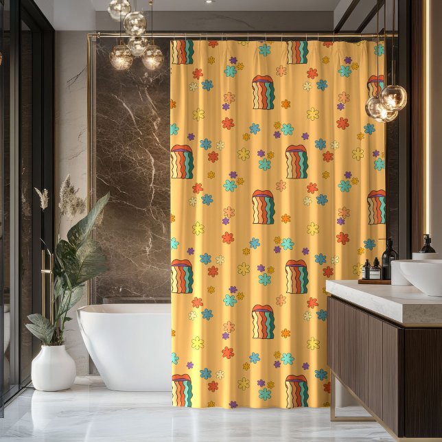 Funky 70s Curtain Colorful Pastel Bathroom Art Duschvorhang (Funky 70s Curtain Colorful Pastel Bathroom Art)