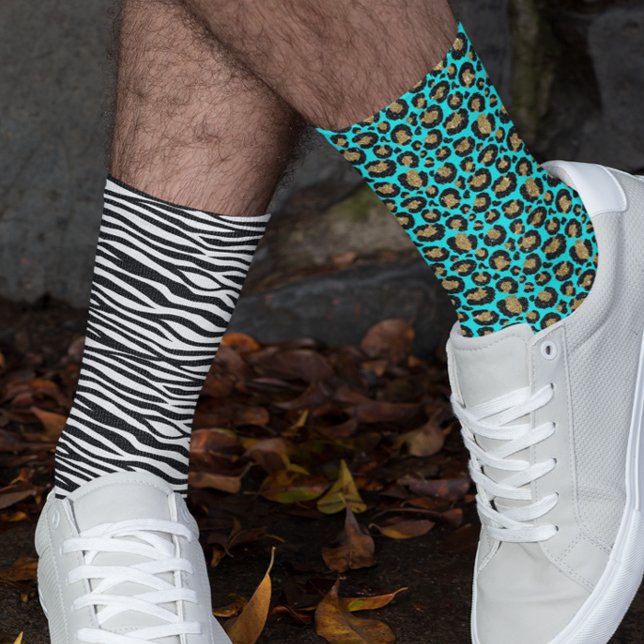 Funky 80er Leopard‑Zebra‑Muster Socken (Von Creator hochgeladen)