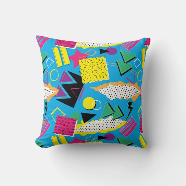 Funky 80er Memphis-Art-abstrakte helle Farben Kissen (Vorderseite)