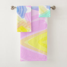Funky Abstract Art Turquoise Pink Pastel Theme  Ba Badhandtuch Set