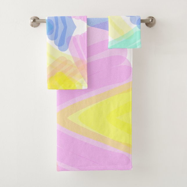 Funky Abstract Art Turquoise Pink Pastel Theme  Ba Badhandtuch Set (Insitu)