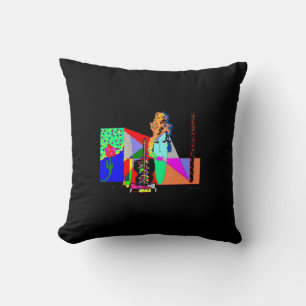 Funky Abstract Lady Schwarzes Wurfkissen Kissen