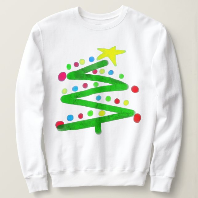 Funky Abstrait Art Christmas Tree Sweatshirt (Design devant)