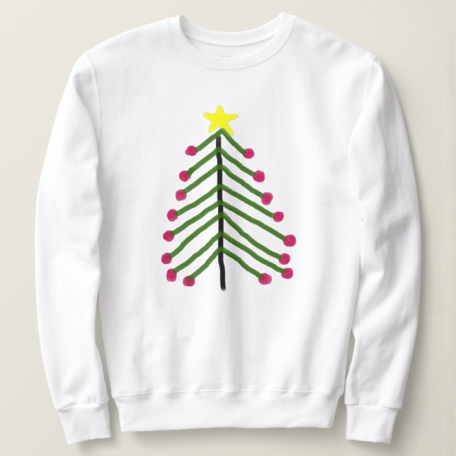 Funky Abstrait Art Christmas Tree Sweatshirt (Design devant)