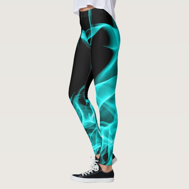Funky Abstrakt Aquamarin Blue Smoke Flumes Leggings (Links)