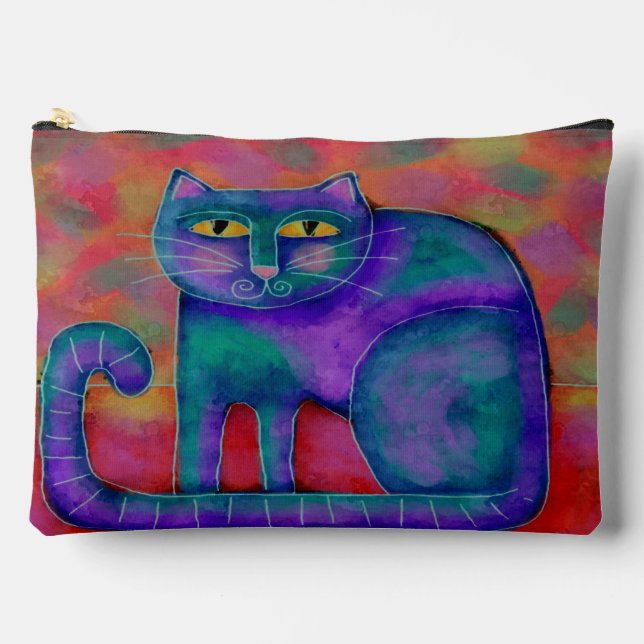 Funky Abstrakt Art Cat Zubehörtasche (Vorderseite)