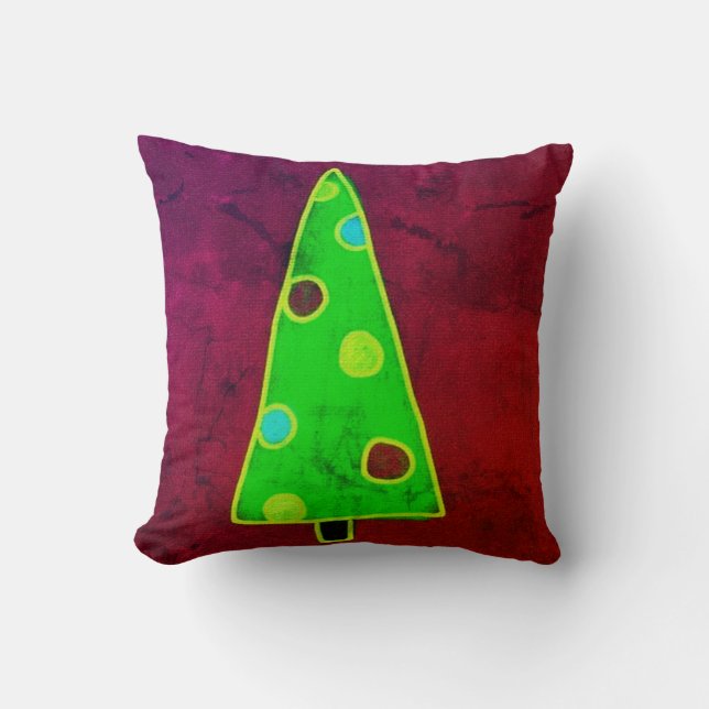 Funky Abstrakt Art Christmas Tree Kissen (Vorderseite)