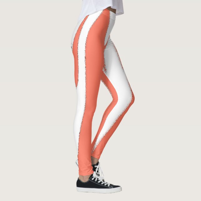 Funky Abstrakt Art Coral White Leggings (Rechts)