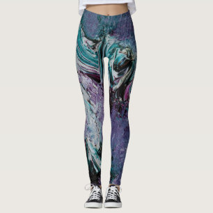 Funky Abstrakt Art Leggings - Lila & Green