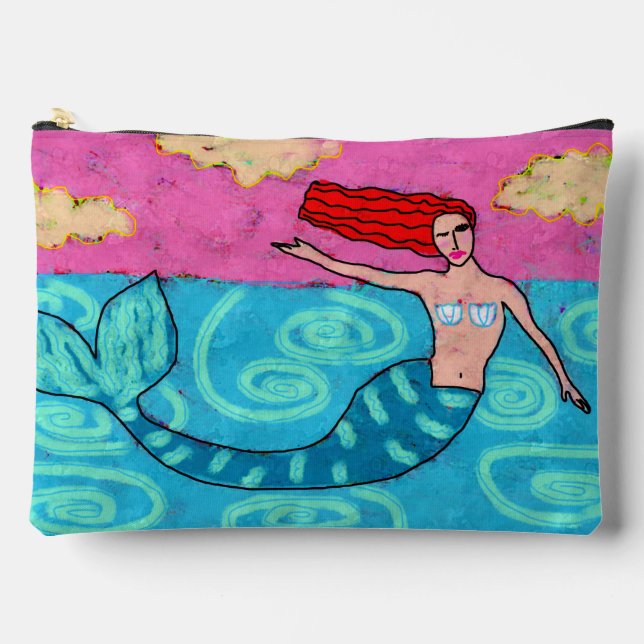 Funky Abstrakt Art Mermaid Zubehörtasche (Vorderseite)