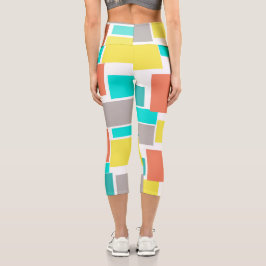 Funky Abstrakt Art Pastel Türkis Gelb Capri Leggings