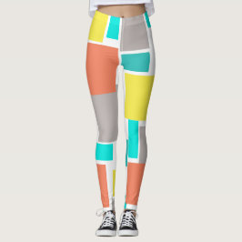 Funky Abstrakt Art Pastel Türkis Gelb Leggings