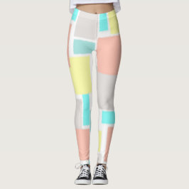Funky Abstrakt Art Pastel Türkis Gelb Leggings