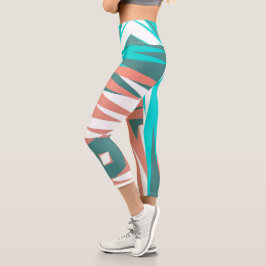 Funky Abstrakt Art Pastel Türkis Weiß Capri Leggings