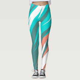 Funky Abstrakt Art Pastel Türkis Weiß Leggings