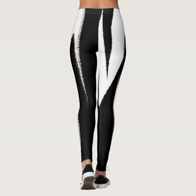 Funky Abstrakt Art Schwarz-weiß Leggings (Rückseite)