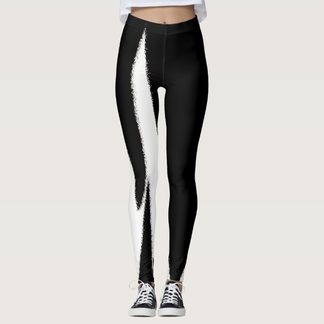 Funky Abstrakt Art Schwarz-weiß Leggings (Vorderseite)