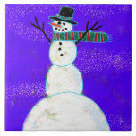 Funky Abstrakt Art Snowman Fliese<br><div class="desc">Mein abstraktes,  funky Schneemobil macht diese Keramik Kachel perfekt für Ihre Weihnachtsdekoration!</div>