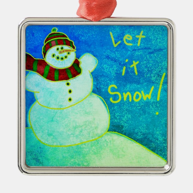 Funky Abstrakt Art Snowman Ornament Aus Metall (Vorne)