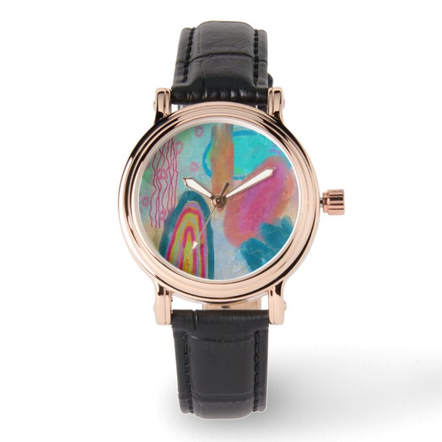 Funky Abstrakt Art to Wear Armbanduhr (Vorderseite)