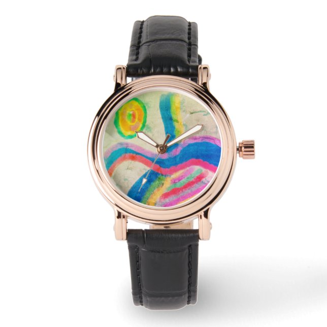 Funky Abstrakt Art to Wear Armbanduhr (Vorderseite)