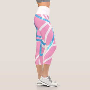 Funky Abstrakt Art Türkis Blue Pink Leggings