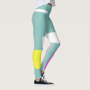 Funky Abstrakt Art Türkis Pink Pastel Thema Leg Leggings