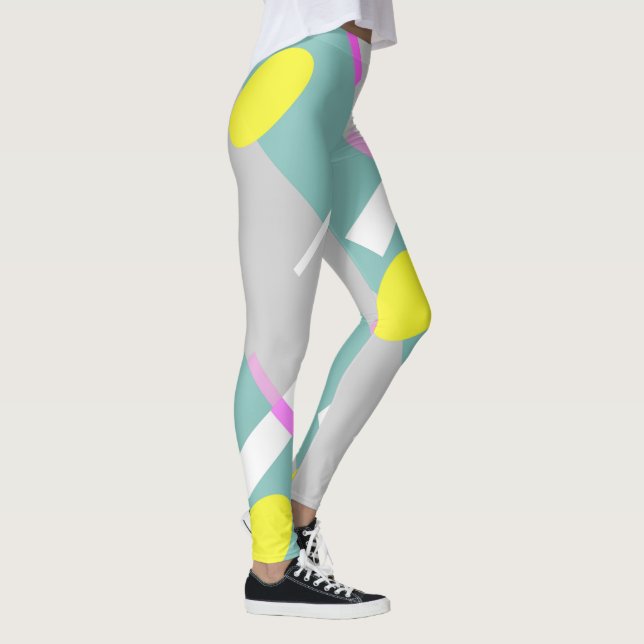 Funky Abstrakt Art Türkis Pink Pastel Thema Leggings (Rechts)