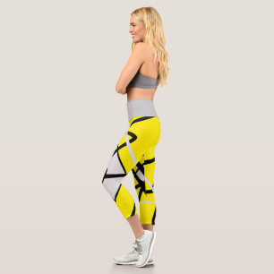 Funky Abstrakt Art Yellow Black Gray Leggings