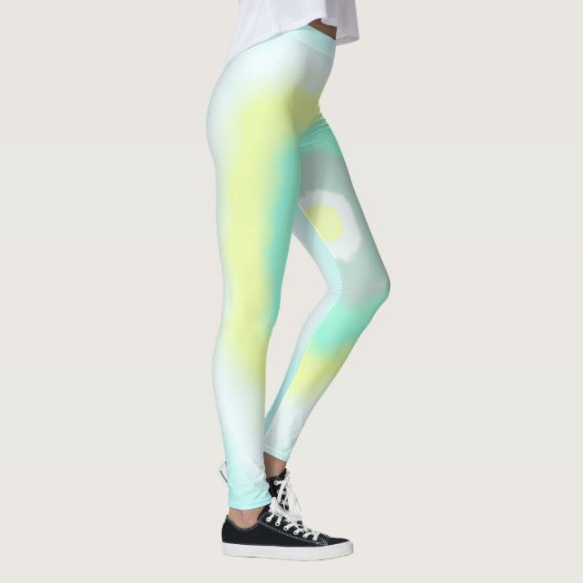 Funky Abstrakt Art Yellow Türkise Pastel Thema Leggings (Rechts)