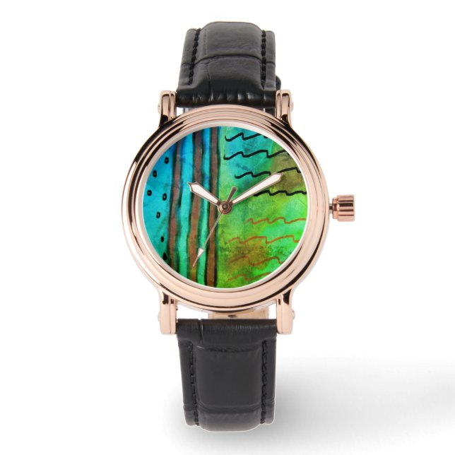 Funky Abstrakt Artwear Armbanduhr (Vorderseite)