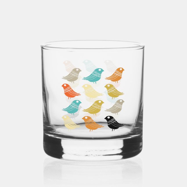 Funky Abstrakt Birds Mid Century Danish Modern Whiskyglas (Vorderseite)