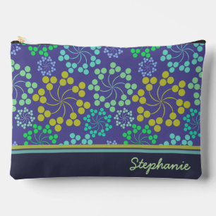 Funky Abstrakt Blue Floral Pattern Personalisiert Zubehörtasche