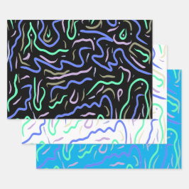 Funky Abstrakt Digital Art Geschenkpapier Set