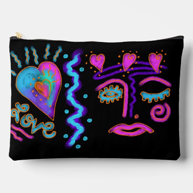 Funky Abstrakt Digital Art Zubehörtasche (Vorderseite)