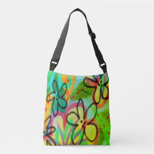 Funky Abstrakt Floral Art Tragetaschen Mit Langen Trägern