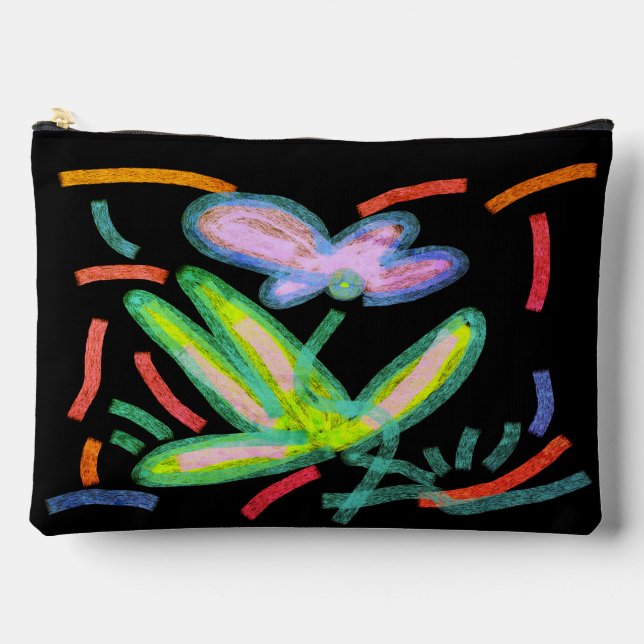 Funky Abstrakt Floral Art Zubehörtasche (Vorderseite)