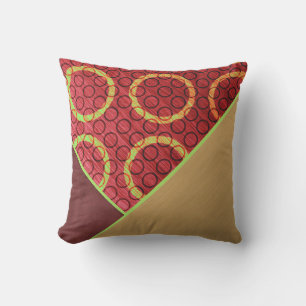 Funky Abstrakt Gold Lime Green Wine Red Circle Kissen