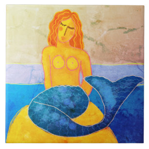 Funky Abstrakt Mermaid Painting Fliese