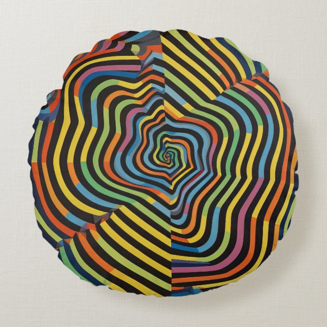 Funky Abstrakt Rundes Kissen (Vorderseite)