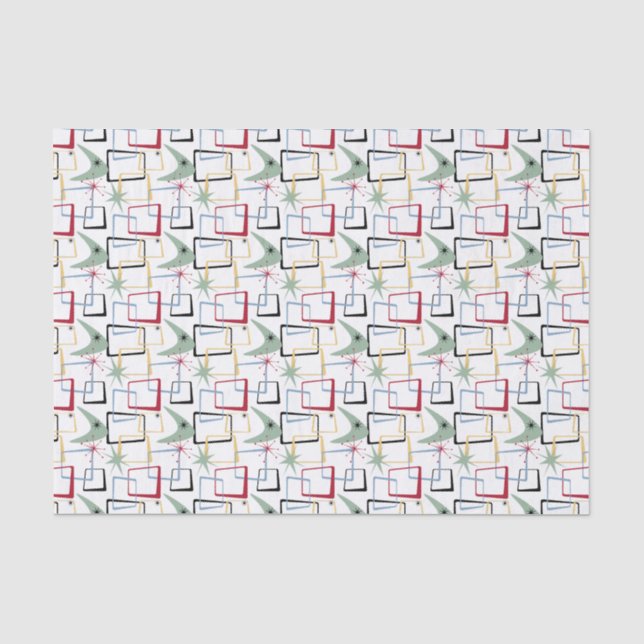 Funky Abstrakt Squares Boomerang Retro Mitte Jahrh Seidenpapier (Vorderseite)