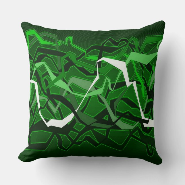Funky Abstrakt Waves Green Throw Kissen (Vorderseite)
