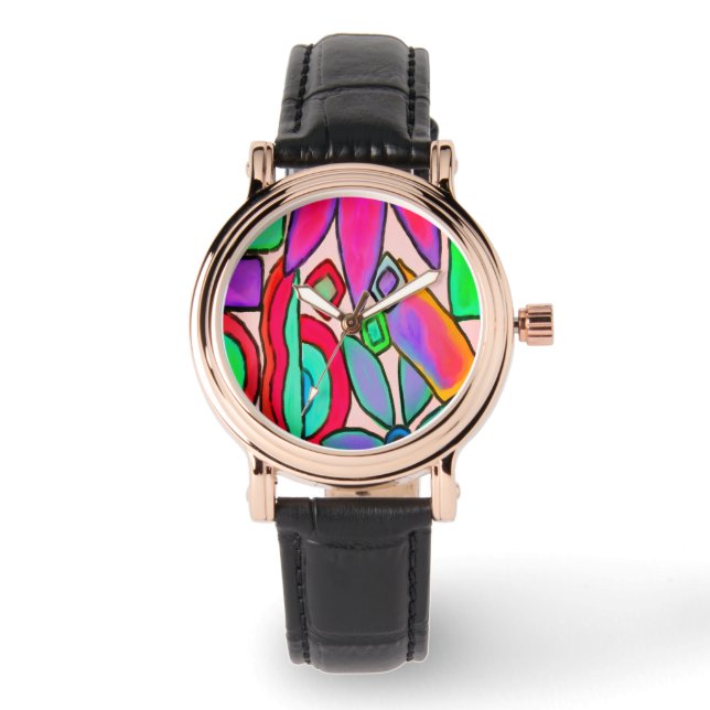 Funky Abstrakt Wearable Art Armbanduhr (Vorderseite)