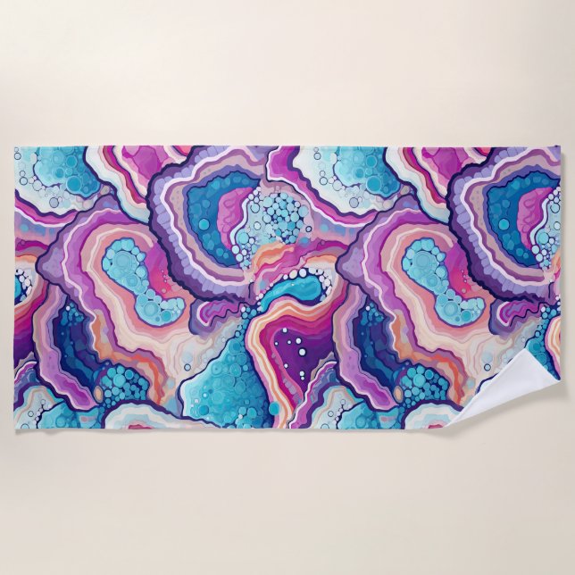 Funky Abstrakte Agate Geode Pattern Strandtuch (Vorderseite)