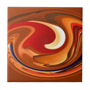 Funky abstrakte gebrannte Orange und roter Entwurf Fliese