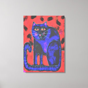 Funky Abstrakte Katzenmalerei Leinwanddruck
