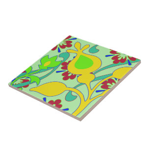 Funky abstrakte Vintage Blumen Fliese